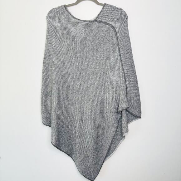 Fratelli Talli Italy Wool Alpaca Blend Gray Knit Cape Poncho One Size Lagenlook - Picture 5 of 9